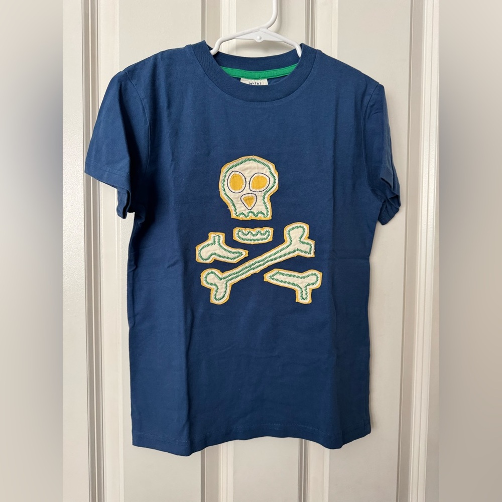 NEW Mini Boden 7-8Y Kids Blue Skull Appliqué Shirt NEW NWT